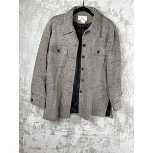 Genre Gray Herringbone Shirt Jacket Women's 6 Vintage Style Classic Workwear